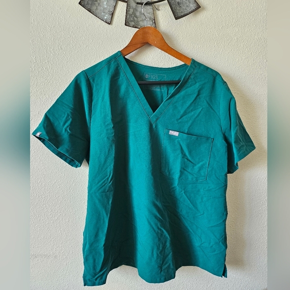 Figs Men's Teal V-Neck Shirt - Picture 1 of 7